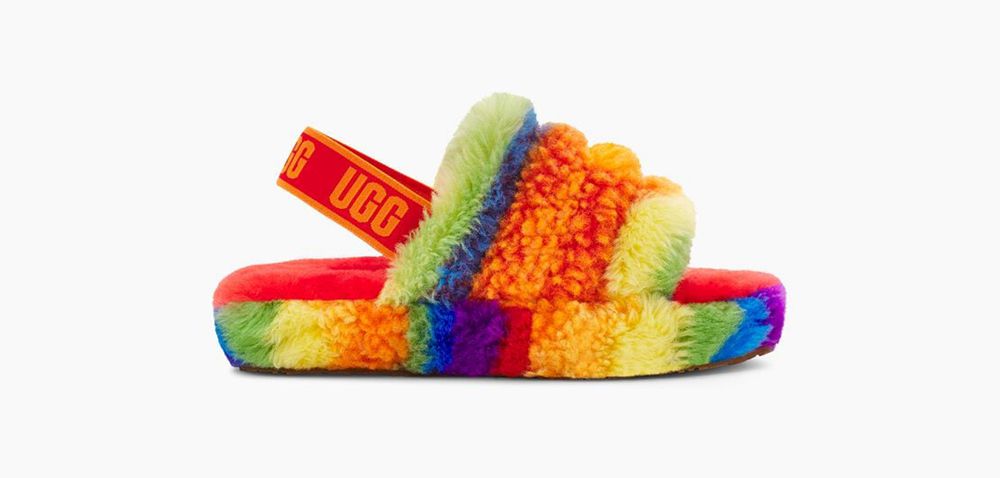 Ugg Slides Canada - Ugg Kids' Fluff Yeah Cali Collage Rainbow Stripes